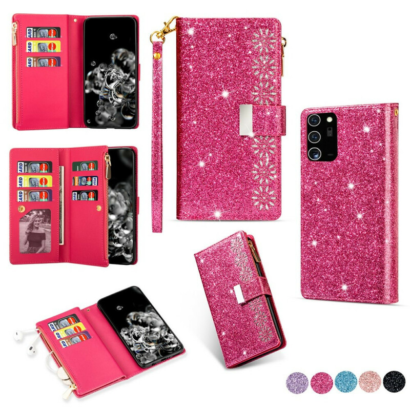 Housse Samsung Galaxy Note 20 Paillettes Portefeuille Zip Housse Samsung Galaxy Note 20 Paillettes Portefeuille Zip