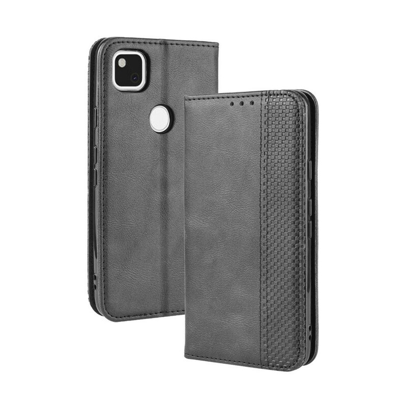 Flip Cover Goolge Pixel 4a Effet Cuir Vintage Stylisé