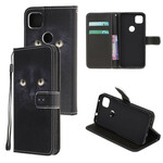 Housse Google Pixel 4a Yeux de Chat Noir à Lanière Housse Google Pixel 4a Yeux de Chat Noir à Lanière