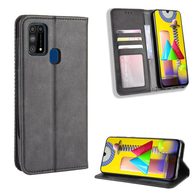 Flip Cover Samsung Galaxy M31 Effet Cuir Vintage Stylisé Flip Cover Samsung Galaxy M31 Effet Cuir Vintage Stylisé