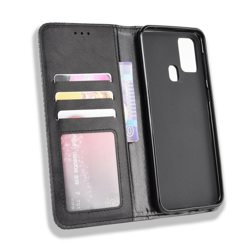 Flip Cover Samsung Galaxy M31 Effet Cuir Vintage Stylisé Flip Cover Samsung Galaxy M31 Effet Cuir Vintage Stylisé