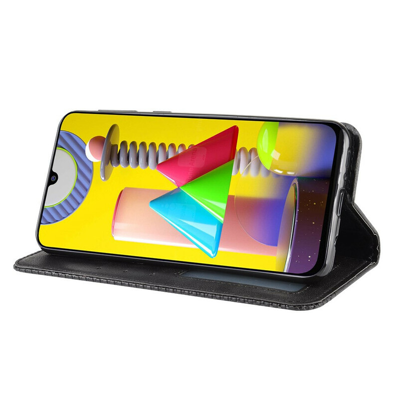 Flip Cover Samsung Galaxy M31 Effet Cuir Vintage Stylisé Flip Cover Samsung Galaxy M31 Effet Cuir Vintage Stylisé