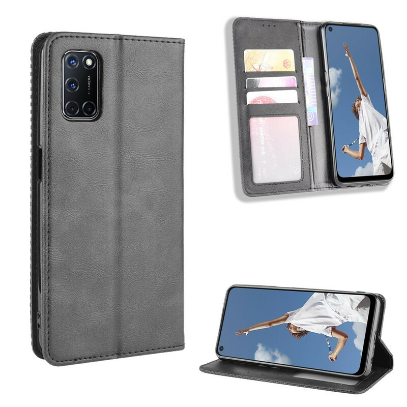 Flip Cover Oppo A72 Effet Cuir Vintage Stylisé Flip Cover Oppo A72 Effet Cuir Vintage Stylisé