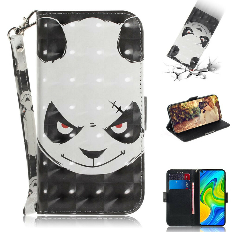 Housse Xiaomi Redmi Note 9 Angry Panda à Lanière