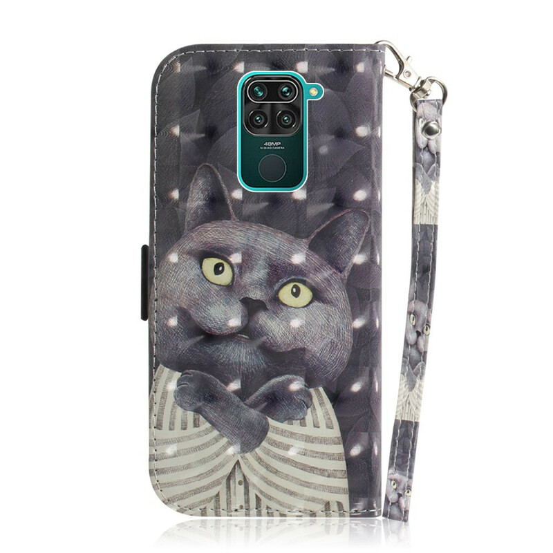 Housse Xiaomi Redmi Note 9 Chat Gris à Lanière Housse Xiaomi Redmi Note 9 Chat Gris à Lanière