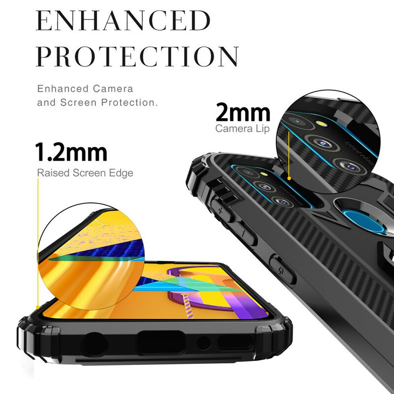 Coque Samsung Galaxy M21 Ring et Fibre Carbone Coque Samsung Galaxy M21 Ring et Fibre Carbone