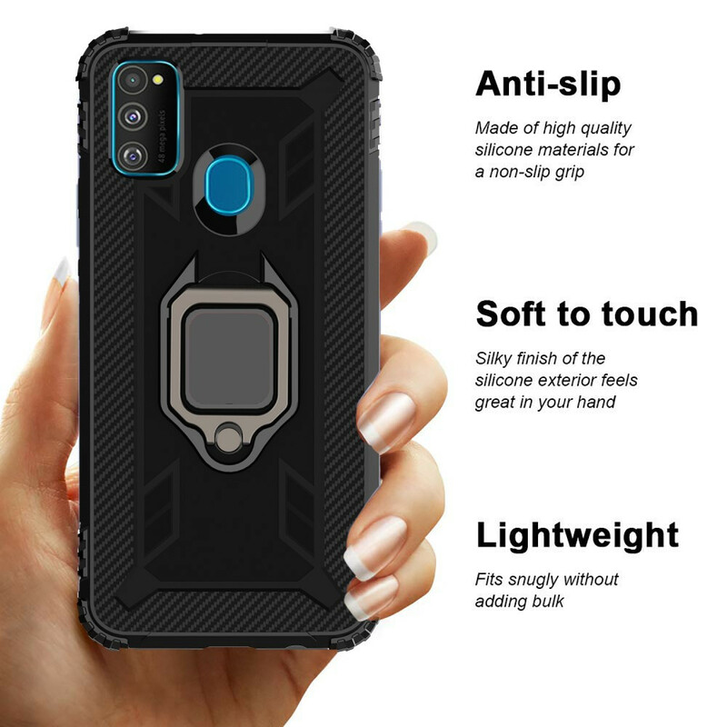 Coque Samsung Galaxy M21 Ring et Fibre Carbone Coque Samsung Galaxy M21 Ring et Fibre Carbone