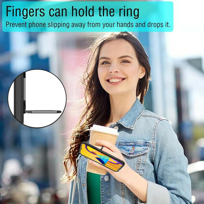 Coque Samsung Galaxy M21 Ring et Fibre Carbone