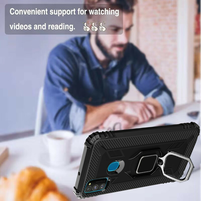 Coque Samsung Galaxy M21 Ring et Fibre Carbone Coque Samsung Galaxy M21 Ring et Fibre Carbone