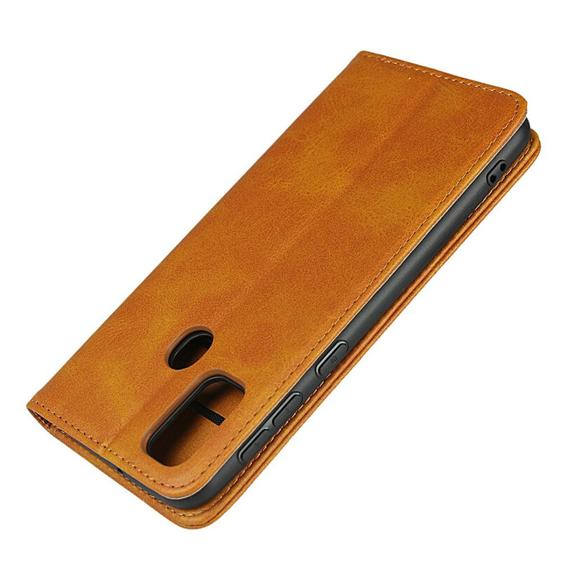 Flip Cover Samsung Galaxy M21 Cuir Fendu Élégance