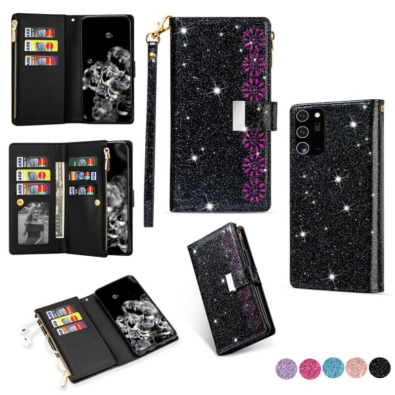 Housse Samsung Galaxy Note 20 Ultra Paillettes Portefeuille Zip Housse Samsung Galaxy Note 20 Ultra Paillettes Portefeuille Zip