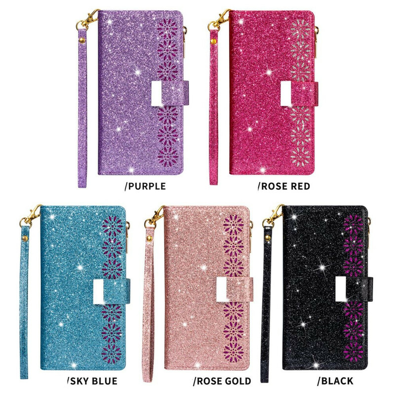 Housse Samsung Galaxy Note 20 Ultra Paillettes Portefeuille Zip