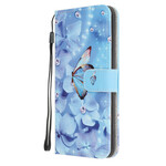 Housse Samsung Galaxy M21 Papillons Diamants à Lanière Housse Samsung Galaxy M21 Papillons Diamants à Lanière