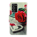 Housse Samsung Galaxy Note 20 Rose Romantique à Lanière