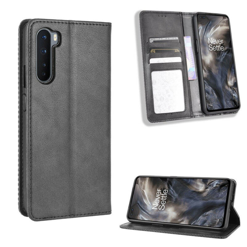Flip Cover OnePlus Nord Effet Cuir Vintage Stylisé Flip Cover OnePlus Nord Effet Cuir Vintage Stylisé