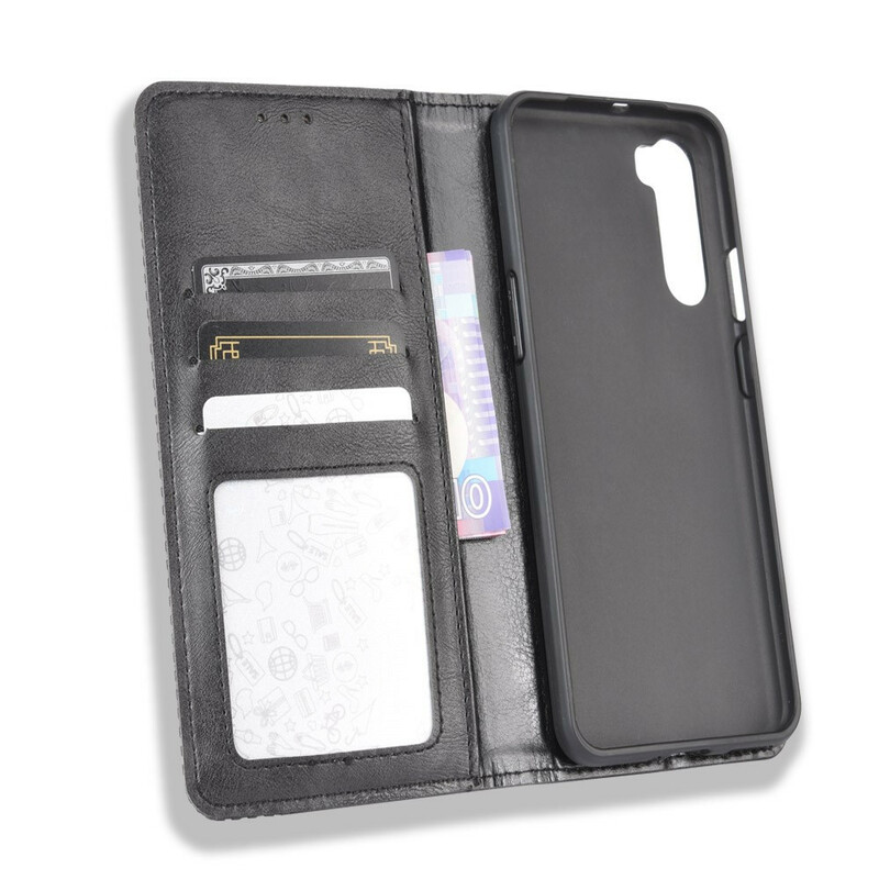 Flip Cover OnePlus Nord Effet Cuir Vintage Stylisé Flip Cover OnePlus Nord Effet Cuir Vintage Stylisé