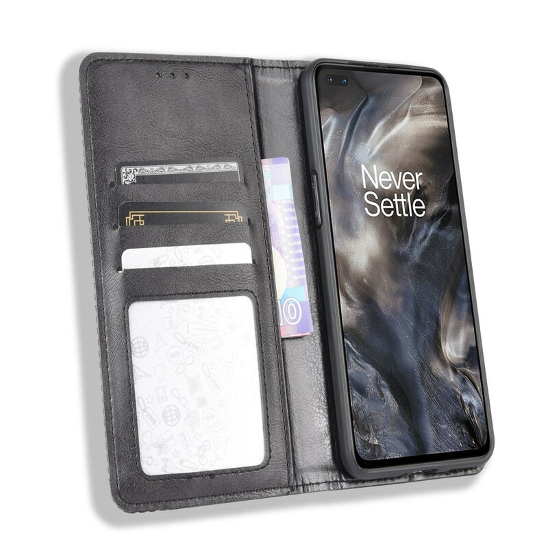 Flip Cover OnePlus Nord Effet Cuir Vintage Stylisé Flip Cover OnePlus Nord Effet Cuir Vintage Stylisé