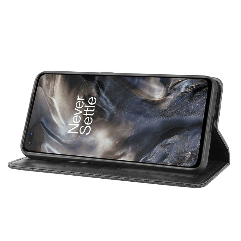 Flip Cover OnePlus Nord Effet Cuir Vintage Stylisé