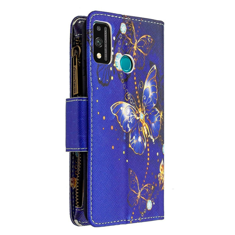 Housse Honor 9X Lite Poche Zippée Papillons Housse Honor 9X Lite Poche Zippée Papillons
