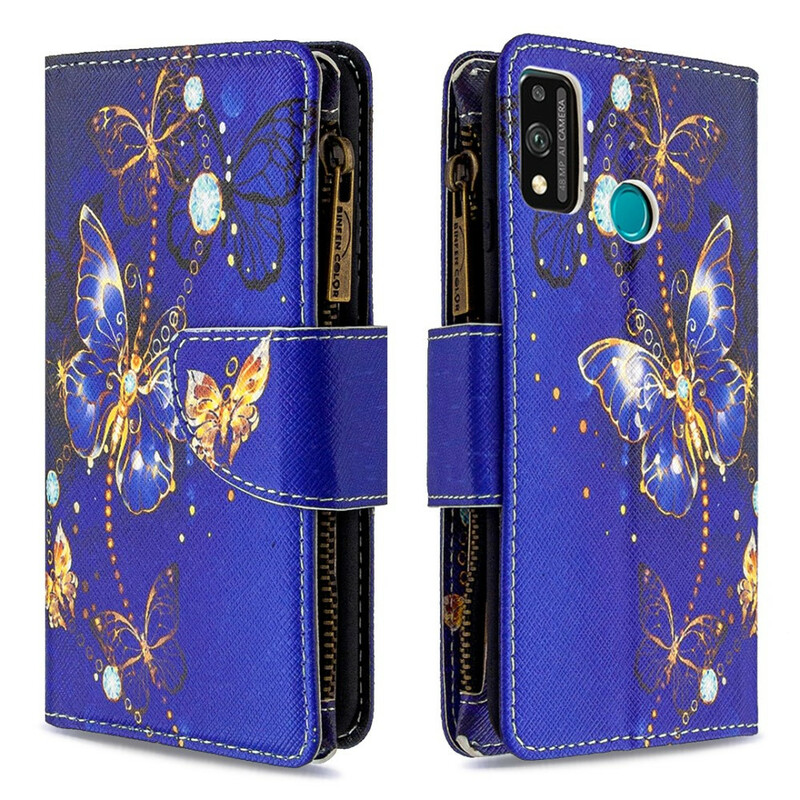 Housse Honor 9X Lite Poche Zippée Papillons Housse Honor 9X Lite Poche Zippée Papillons