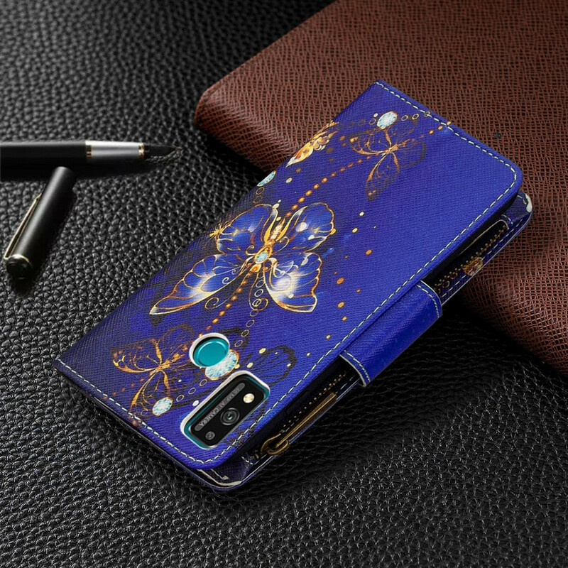 Housse Honor 9X Lite Poche Zippée Papillons Housse Honor 9X Lite Poche Zippée Papillons
