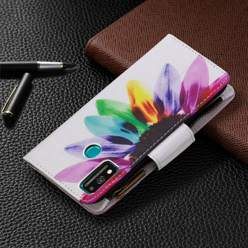 Housse Honor 9X Lite Poche Zippée Fleur Housse Honor 9X Lite Poche Zippée Fleur