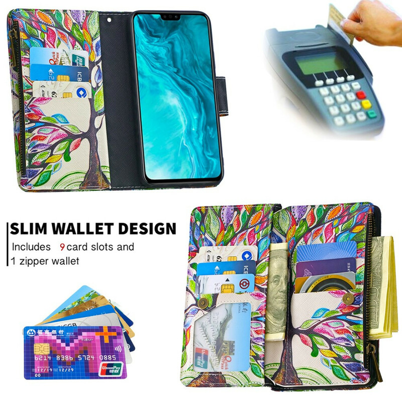Housse Honor 9X Lite Poche Zippée Arbre Housse Honor 9X Lite Poche Zippée Arbre