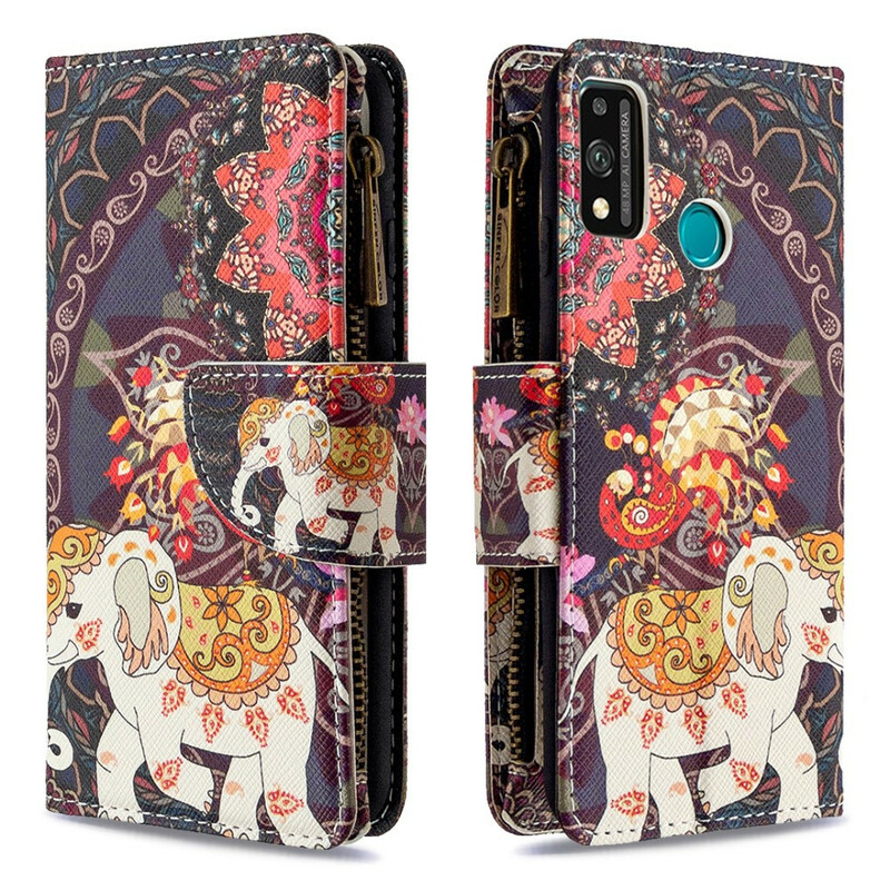 Housse Honor 9X Lite Poche Zippée Éléphant Housse Honor 9X Lite Poche Zippée Éléphant