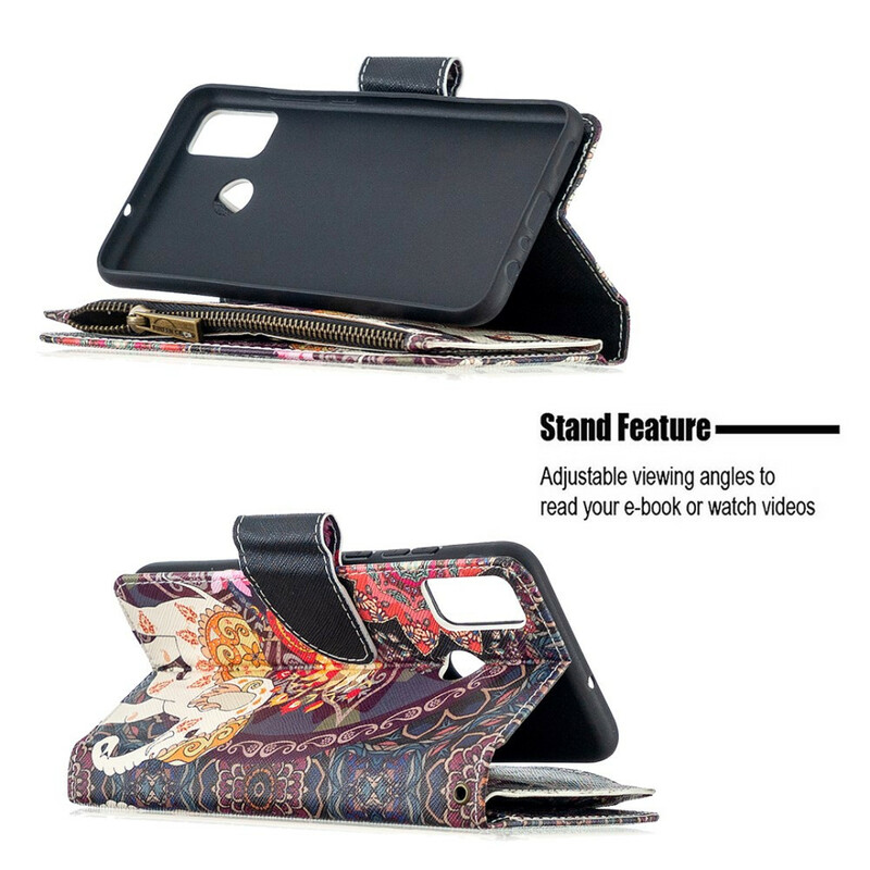 Housse Honor 9X Lite Poche Zippée Éléphant Housse Honor 9X Lite Poche Zippée Éléphant