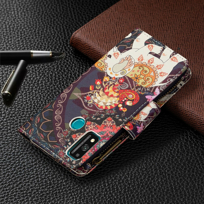 Housse Honor 9X Lite Poche Zippée Éléphant Housse Honor 9X Lite Poche Zippée Éléphant