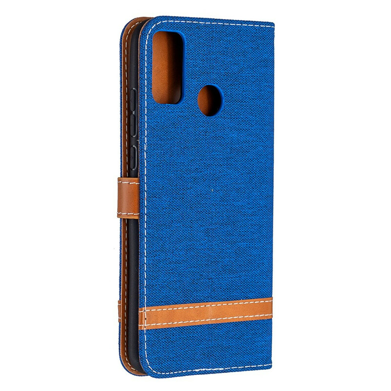 Housse Honor 9X Lite Tissu et Effet Cuir à Lanière Housse Honor 9X Lite Tissu et Effet Cuir à Lanière