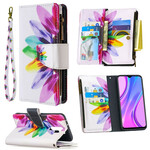 Housse Xaiomi Redmi 9 Poche Zippée Fleur Housse Xaiomi Redmi 9 Poche Zippée Fleur