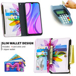 Housse Xaiomi Redmi 9 Poche Zippée Fleur Housse Xaiomi Redmi 9 Poche Zippée Fleur