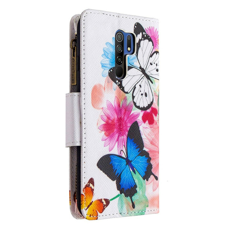 Housse Xiaomi redmi 9 Poche Zippée Papillons Housse Xiaomi redmi 9 Poche Zippée Papillons