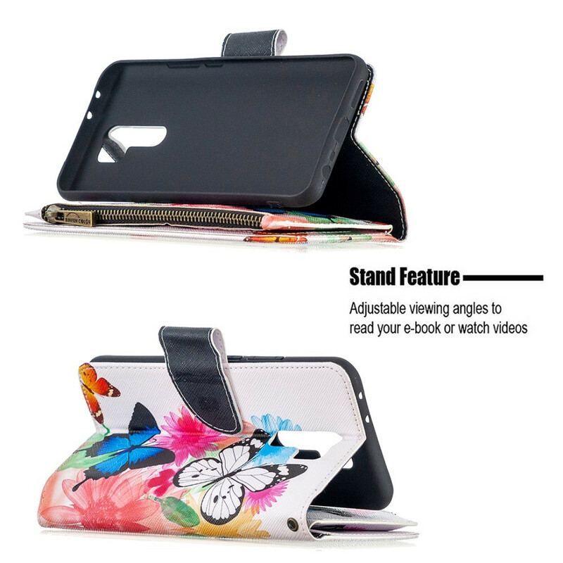 Housse Xiaomi redmi 9 Poche Zippée Papillons Housse Xiaomi redmi 9 Poche Zippée Papillons