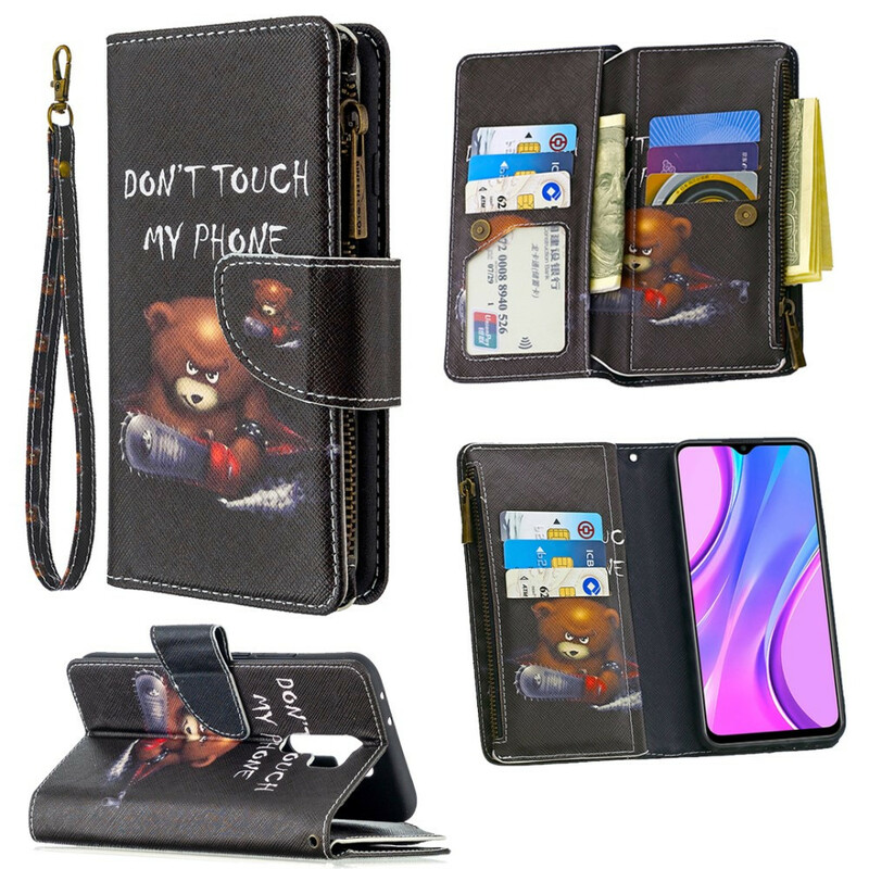 Housse Xiaomi Redmi 9 Poche Zippée Ours Housse Xiaomi Redmi 9 Poche Zippée Ours