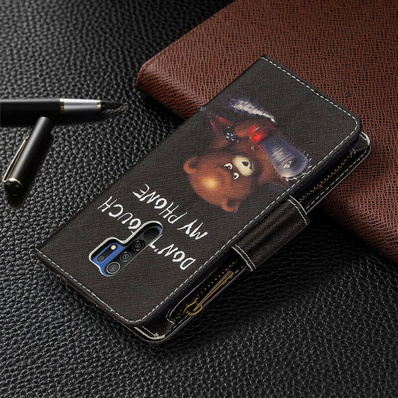 Housse Xiaomi Redmi 9 Poche Zippée Ours Housse Xiaomi Redmi 9 Poche Zippée Ours