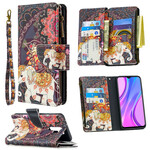 Housse Xiaomi Redmi 9 Poche Zippée Éléphant Housse Xiaomi Redmi 9 Poche Zippée Éléphant