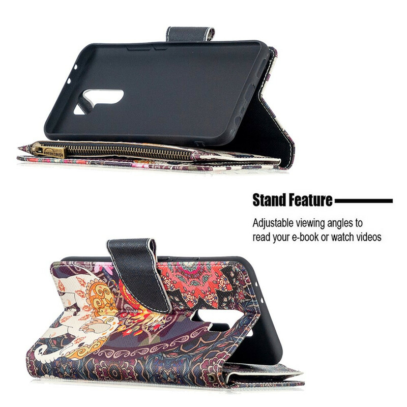 Housse Xiaomi Redmi 9 Poche Zippée Éléphant Housse Xiaomi Redmi 9 Poche Zippée Éléphant