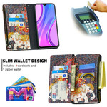 Housse Xiaomi Redmi 9 Poche Zippée Éléphant Housse Xiaomi Redmi 9 Poche Zippée Éléphant