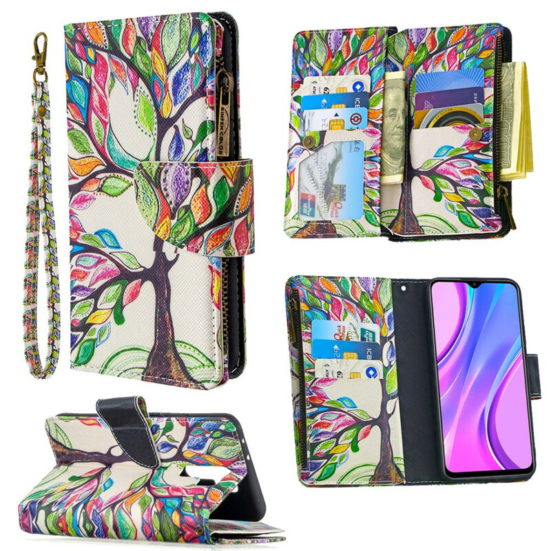 Housse Xiaomi Redmi 9 Poche Zippée Arbre Housse Xiaomi Redmi 9 Poche Zippée Arbre