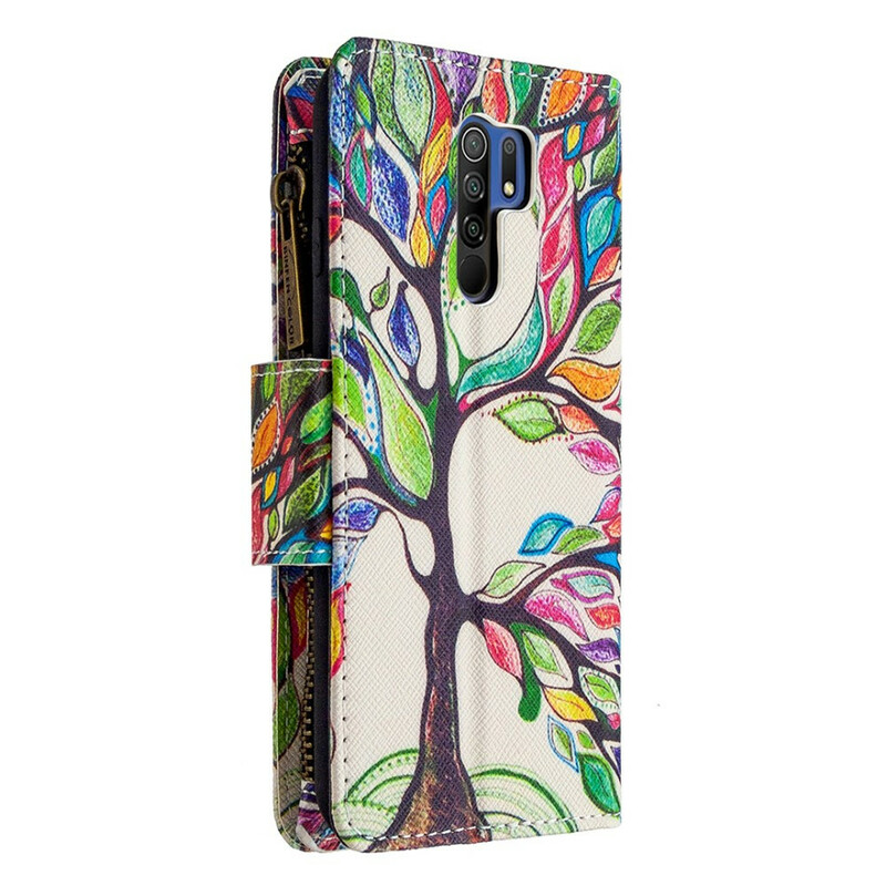 Housse Xiaomi Redmi 9 Poche Zippée Arbre Housse Xiaomi Redmi 9 Poche Zippée Arbre