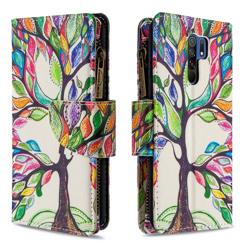 Housse Xiaomi Redmi 9 Poche Zippée Arbre Housse Xiaomi Redmi 9 Poche Zippée Arbre