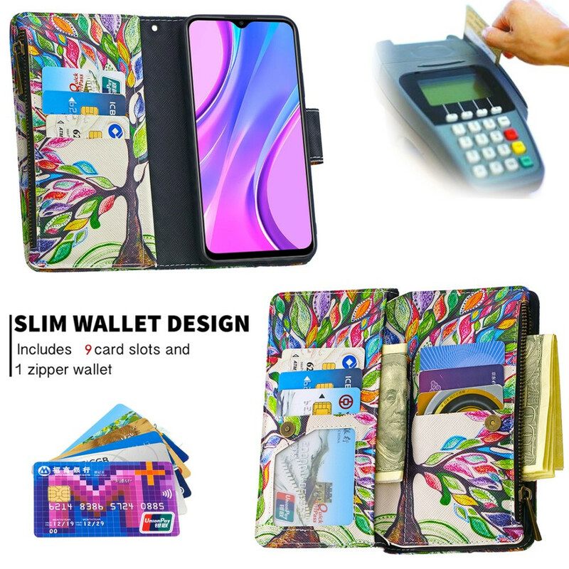 Housse Xiaomi Redmi 9 Poche Zippée Arbre Housse Xiaomi Redmi 9 Poche Zippée Arbre