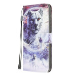 Housse Xiaomi Redmi 9 Loup en Hiver avec Lanière Housse Xiaomi Redmi 9 Loup en Hiver avec Lanière