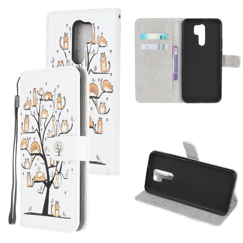 Housse Xiaomi Redmi 9 Funky Cats à Lanière Housse Xiaomi Redmi 9 Funky Cats à Lanière