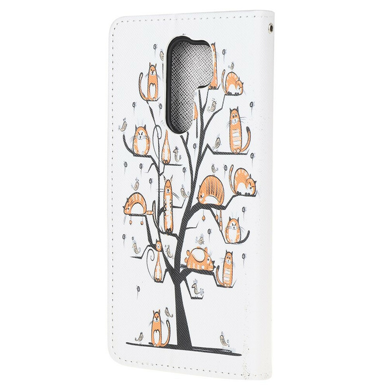 Housse Xiaomi Redmi 9 Funky Cats à Lanière