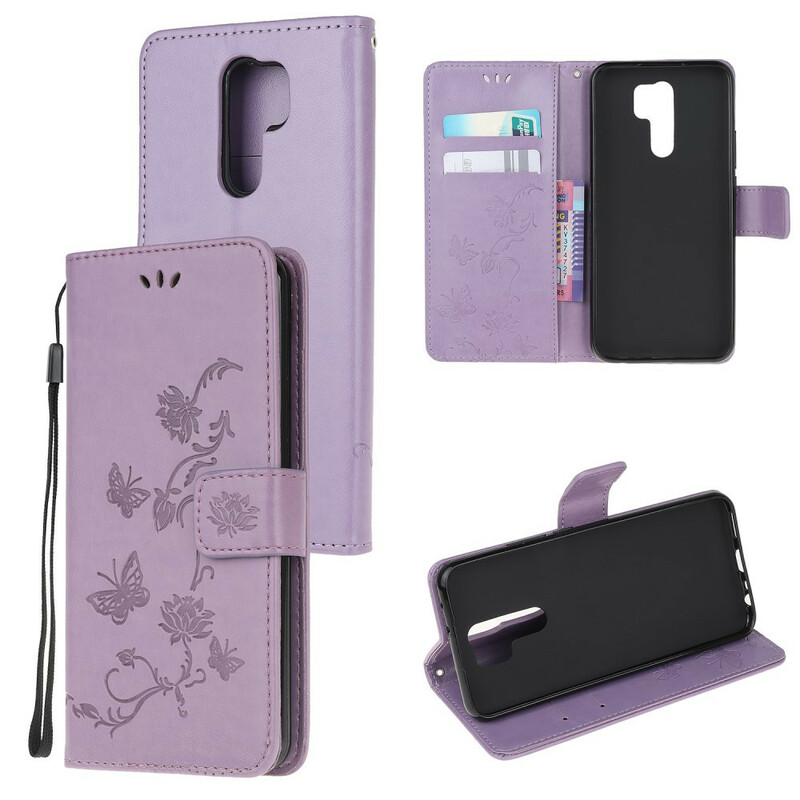 Housse Xiaomi Redmi 9 Papillons et Fleurs D'Asie