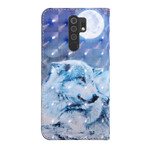 Housse Xiaomi Redmi 9 Loup au Claire de Lune