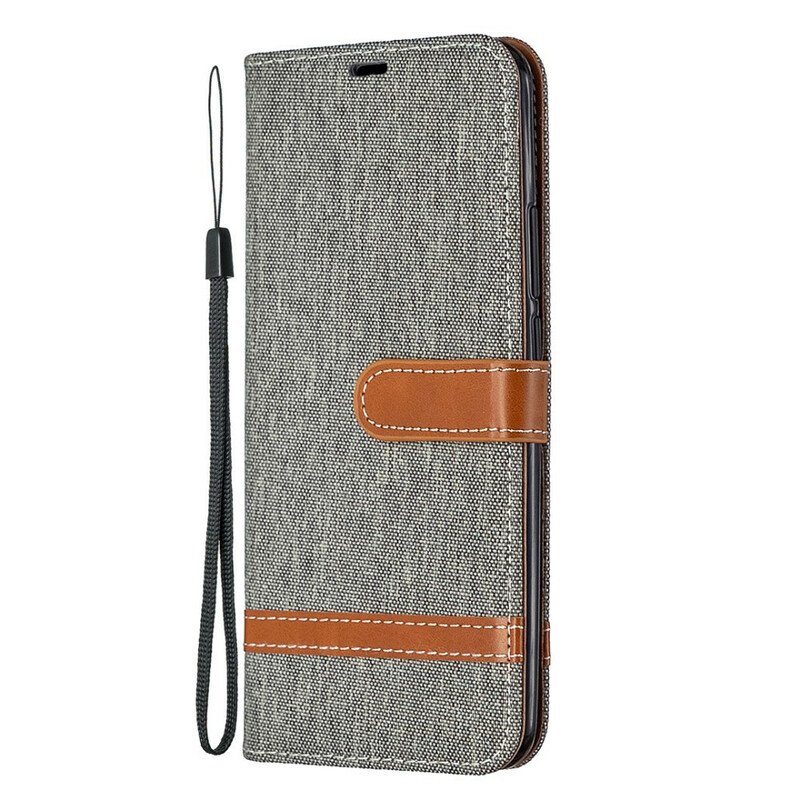 Housse Xiaomi Redmi 9 Tissu et Effet Cuir à Lanière Housse Xiaomi Redmi 9 Tissu et Effet Cuir à Lanière